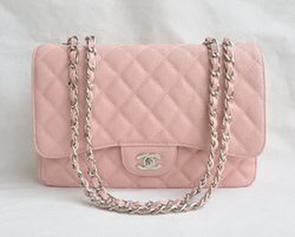 7A Replica Chanel Jumbo A28600 Pink Caviar with Silver Hardware Flap Bags